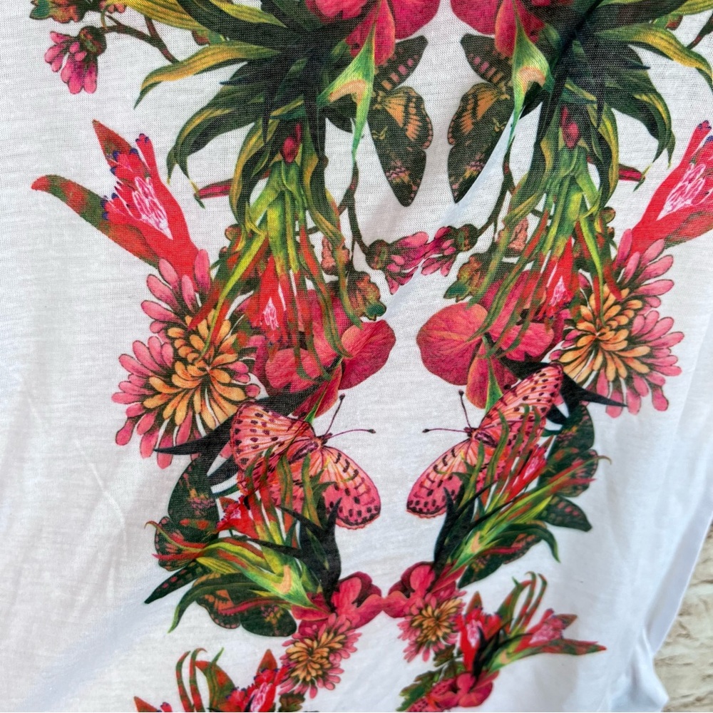New Guess Floral Tropical Tee Shirt XXS - Picture 3 of 5